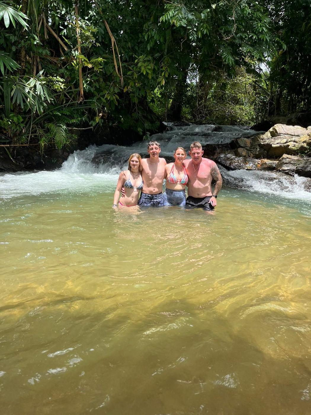 Swimming at the waterfall pool