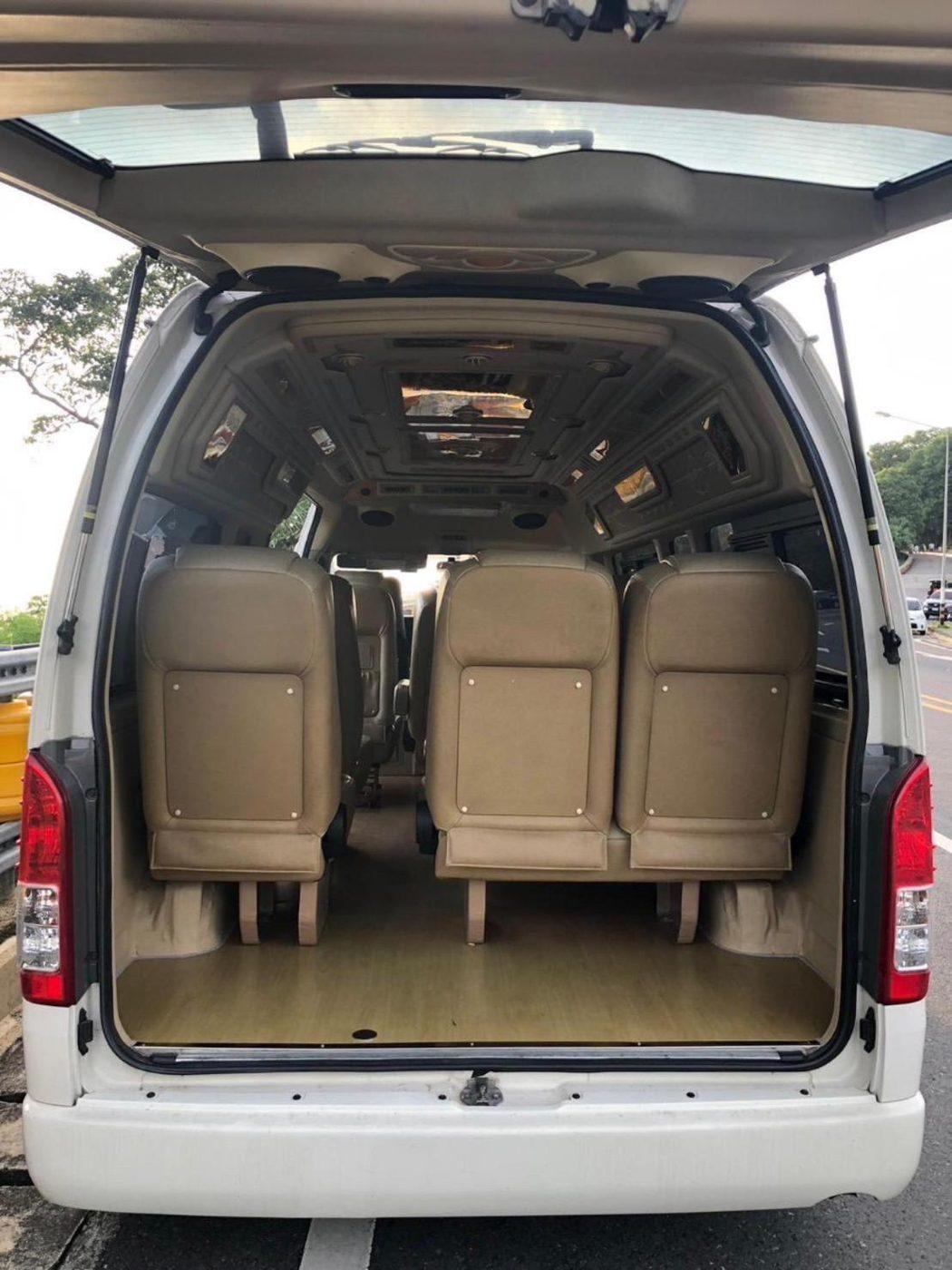 Luggage space at the back of the van