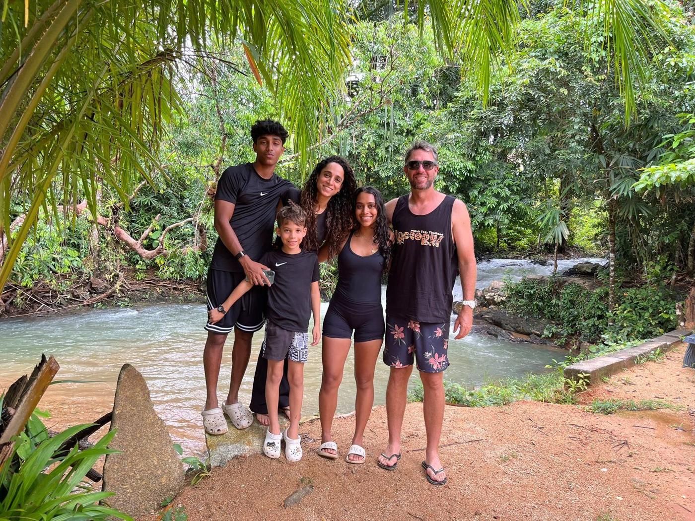 Family by the river