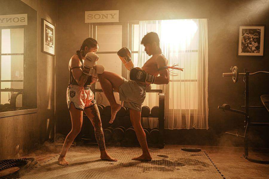 Two Muay Thai fighters training